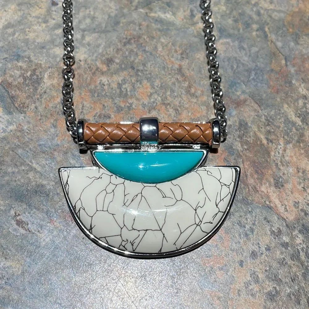 Long Turquoise and Leather Necklace